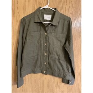 Women's Lucky brand linen blend military jacket, long sleeve collared size small